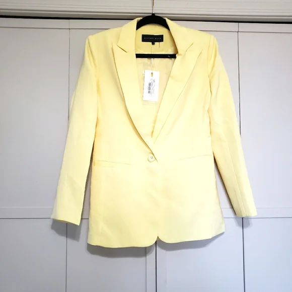 NWT Endless Rose Single Breasted Blazer Lemon Butter Yellow XS - Picture 1 of 9